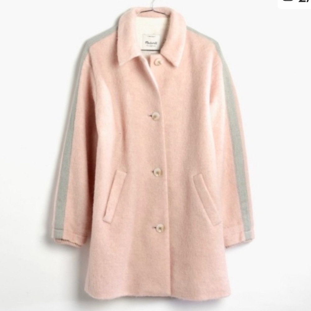 Madewell Soft Pink Cocoon Coat with Gray Accents